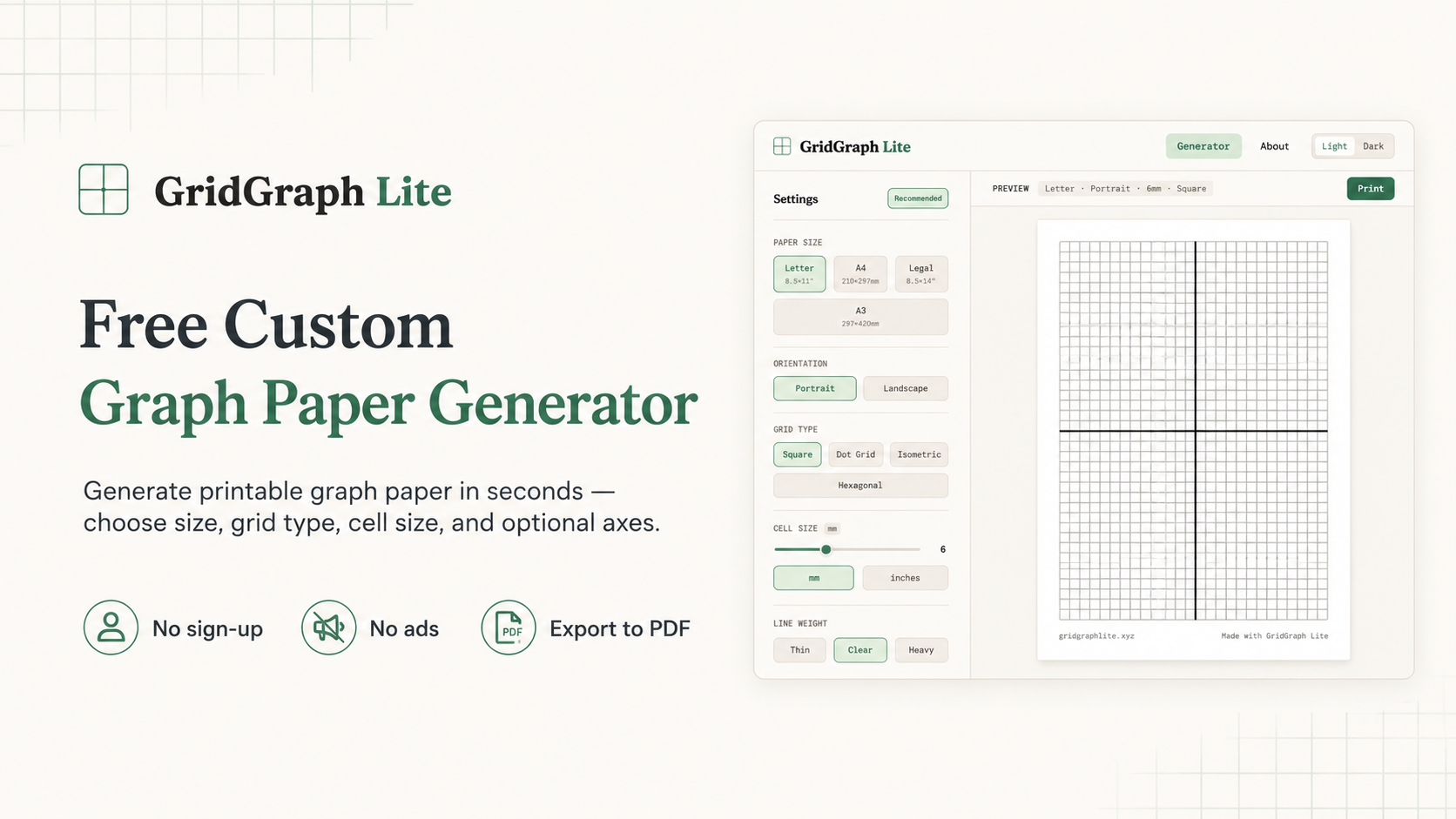 GridGraph Lite — Free Custom Graph Paper Generator